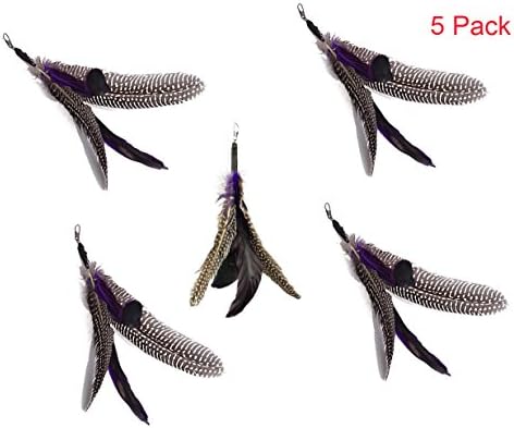 Petetpet 5 Pack Feather Cat Toys Da Bird Cat Toy Refill Replacement for Cat Kitten (5 Pack)