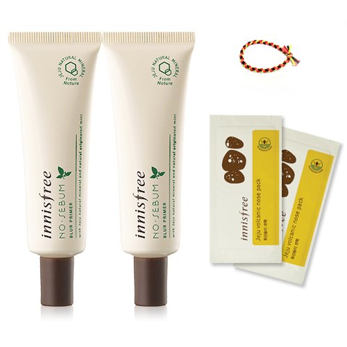 Innisfree NO-SEBUM Blur Primer 0.84oz(25ml) x 2ea + Jeju Volcanic Nose Pack 2pcs â€¦