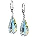 Clear Aurora Borealis (AB) Swarovski Elements Crystal Sterling Silver Leverback Dangle Earrings