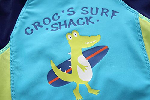 BANGELY Baby Boy Summer Long Sleeve One Piece Rashguard Swimsuit Sun Protection Swimwear Size 12-18M (Blue) - Thumbnail 5