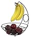 Home Basics Fruit Bowl Basket with Banana Tree Holder Hanger – Strong/Sturdy Fruit & Vegetables Holder Kitchen Storage Basket Stand, Black