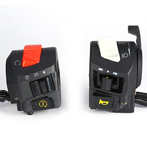 Motorcycle Switch Assembly, Universal 7/8'' Motorcycle Left Right Handlebar Headlight Horn Turn Signal Light ON/OFF Control Start Switch