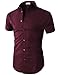 H2H Mens Fashion Casual Slim Fit Button Down Short Sleeve Shirts Of Various Colors