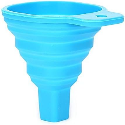 Silicone Collapsible Funnel, Collapsible Kitchen Funnel for Liquid & Dry Goods Transfer, 100% Food Grade Silicone, Dishwasher Safe, Stain & Odor Resistant, Smooth One Piece Construction, Blue Funnel