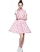 haoduoyi Women's Casual High Waist Strawberry Print Sweet Shirt Dress Pink S