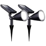 2 Pack Upgraded Outdoor Solar Spot Lights - Waterproof Adjustable Yard Lights Solar Landscape Lights for Outdoor Garden Pathway Driveway Lawn Walkway Lighting Illumination, Auto On/Off Bright White