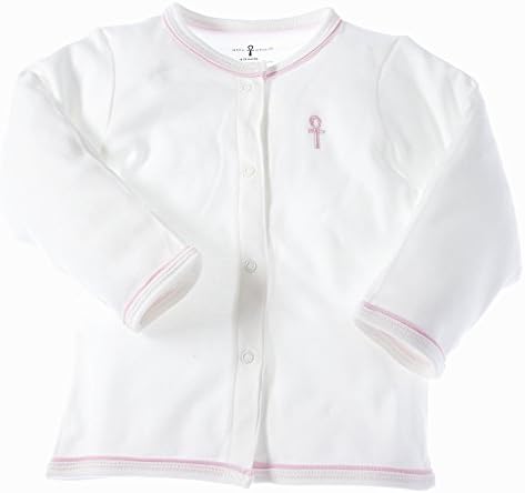 little pharo 100% Extra-Long Staple Egyptian Cotton Long-Sleeved Shirt (ivory with pink piping, size 18-24 months)