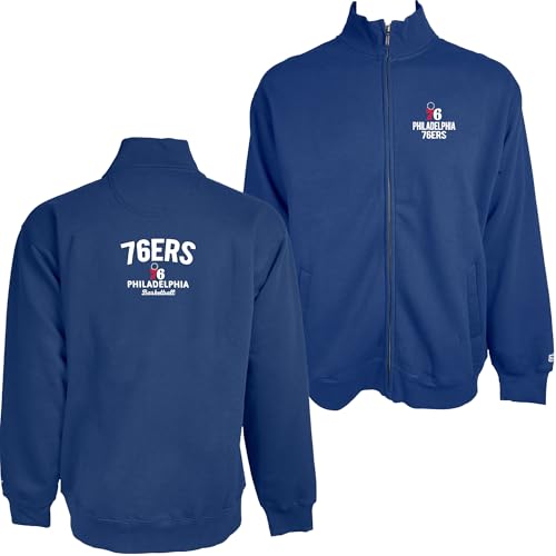 Blue 84 Philadelphia 76Ers NBA Officially Licensed Full Zip Sweatshirt Embroide…