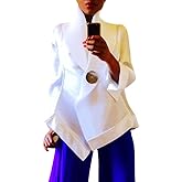 Women's Round Button Down Shirts Stand Collar Long Sleeve Elegant Loose Blouses Tops Formal Work Blouses for Women