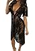 Shawhuwa Womens Sexy Floral Sheer Lace Bikini Cover up Beach Dress L Black