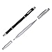 Stylus,TouchFine(TM) 4-in-1 Fine Point Replaceable Precision Disc Stylus(2Pcs) with 2 Replaceable Disc Tips, 4 Replaceable Fiber Tips-Black/Silver