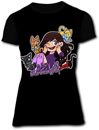 ICENOG Women's Aphmau_Cat DIY Short Sleeve T Shirt Tee For Women (Black) S