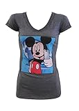 Disney Mickey Mouse Selfie Junior Fit Burnout T-Shirt Medium Black