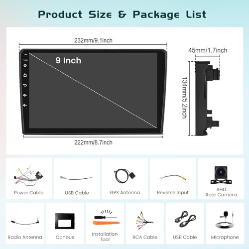 Hikity Android 15 6+128GB Car Radio DSP Carplay for Citroen Berlingo B9 2008-2017/Peugeot Partner 2008-2019 Aves 9" Screen, Auto Radio Aves Wireless Carplay Android Auto, BT/WiFi/FM/RDS+CAM+MIC
