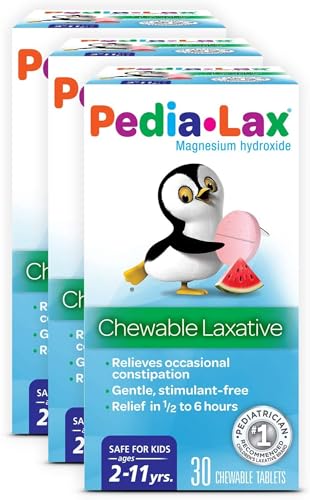 Pedia-Lax Kids Laxative Chewable Tablets, Watermelon Flavor, 30ct, 3 Pk