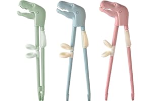SUEIANNMN Dinosaur Training Chopsticks Set, 3 Pairs Reusable Beginner Learning Chopsticks, Easy Grip Practice Utensils with N