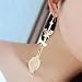 Willtoo Butterfly Dragonfly Leaf Drop Long Chain Dangle Earrings Cute Jewelry (Gold)