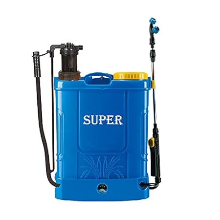 FarmEarth 2 in 1 Hand and Battery knapsack Agriculture Sprayer Pump Gardening Sprayer Pump 12Vx8AH, 16ltr Blue
