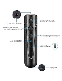Receptor Bluetooth, Mini Adaptador de audio inalámbrico Bluetooth V4.2 Kits de manos libres para automóvil Sistema estéreo de 3,5 mm para auto auxiliar Jack, Hogar, Auriculares (negro)