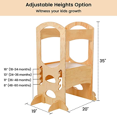 COMOMY Toddler Tower, Kids Step Stool with 4 Adjustable Heights, Safety