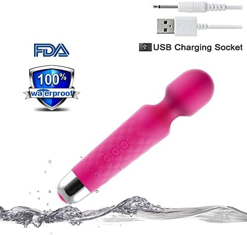 Massager mini Massager Handheld Electric Bullet Body Neck Face Foot Massage therapy tool Portable Waterproof 20 frequency 8X Multi-Speed (Hot Pink)