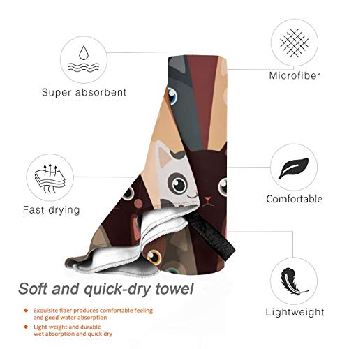 Microfibre-towel-lightweight-travel-beach-towel-Extra-large-quick-drying-camping-towel-Premium-gym-towels-for-swimming-yoga-Highly-absorbent-fast-dry-Cats-Pattern
