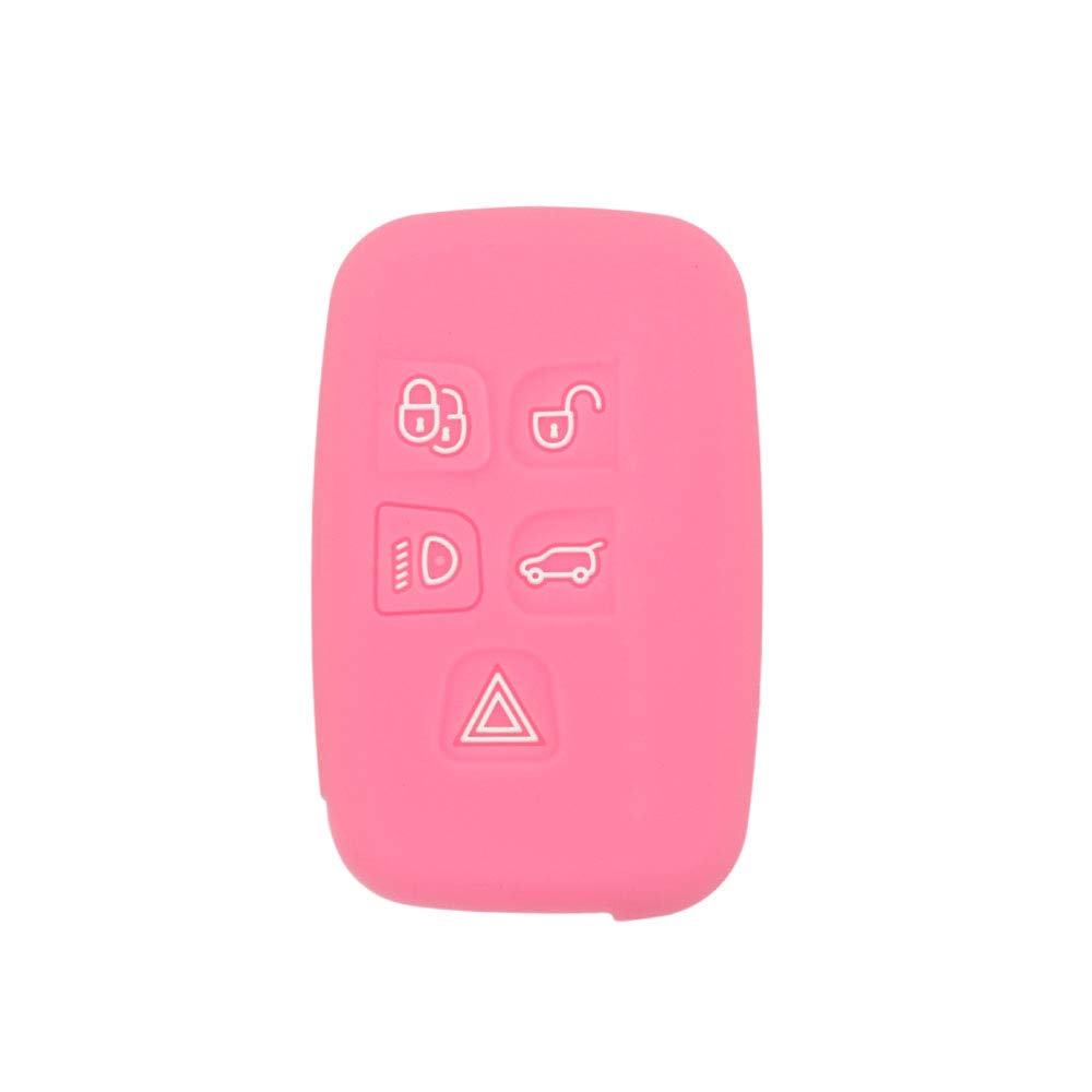 BROVACS Silicone Cover Protector Case Holder Skin Jacket Compatible with LAND ROVER LR4 Range Rover 5 Button Smart Remote Key Fob CV4982 Pink โ image 1