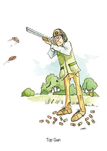 Top Gun A5 Clay Pigeon Shooting Greeting Card with envelope - blank inside for your own message Pair of clays hit (AC38)