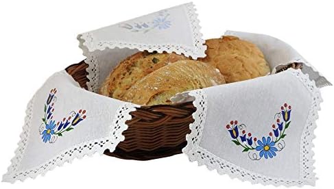 Taste of PolandPolish Traditional Bread Basket Liner Bun Warmer Doily (Kashubian Flowers)