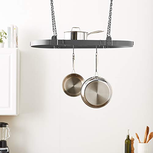Old Dutch Medium Gauge Oval Hanging Pot Rack with Grid & 12 Hooks, Graphite 36" x 18" Pricepulse