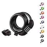 Titanker Bike Lock, 4 Feet Security Resettable Combination Coiling Bike Cable Locks with Mounting Bracket, 1/2 Inch Diameter (Black)