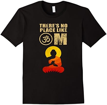 Mens There's No Place Like Om - Buddha Ying Yang T shirts Medium Black