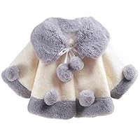 LIUONE Toddler Baby Girls Cloak Cappa Thick Princess Cotton Cape Infant Autumn Winter Warm Clothes Gray White 70