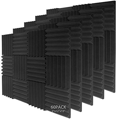 Acoustic foam panels for soundproofing a room.