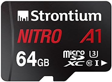 Strontium Nitro 64GB Micro SDXC Memory Card 100MB/s A1 UHS-I U3 Class 10 w/ Adapter High Speed For Smartphones Tablets Drones Action Cams (SRN64GTFU3A1A)