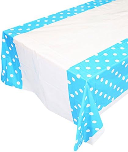 WangO Polka Dot Rectangular Plastic Polyethylene Tableclothes Cover 108"x 180" for EuroCup , Birthday, Christmas, Wedding Celebration Party
