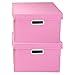 Household Essentials Fabric Storage Boxes with Lids and Handles, Pink