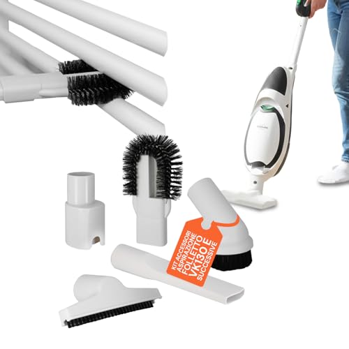 Avilia - Kit Accessori Bianchi Ricambi Folletto Compatibili VK130 VK135 VK140 VK150 VK200 con Bocchetta Pennello Lancia Spazzola Caloriferi e Adattatore per Pulizia Profonda