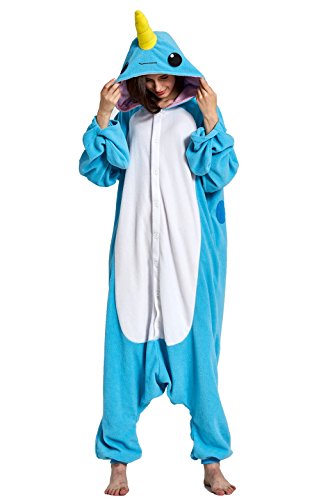KING FUN Unisex Adult Pajamas One Piece Cosplay Narwhal Animal Costume Extra Large A18