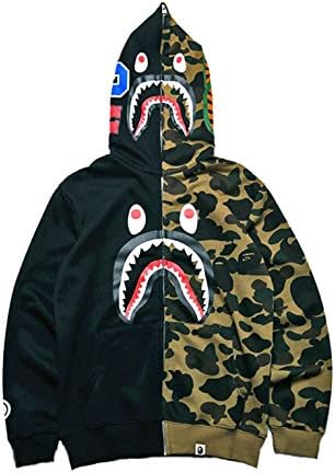Men's A Bathing Ape BAPE Shark Head Thin Coat Full Zipper Camouflage Jacket Hoodie