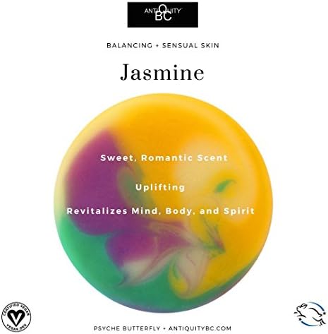 PSYCHE BUTTERFLY- Shea Butter and Bentonite Clay Soap: Jasmine Scented, Minimal Packaging, 3 oz, Vegan