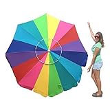 EasyGo Rainbow Beach Umbrella Kids - Portable Wind Beach Umbrella Large - Folding Beach Umbrella Set with Screw Anchor and Carrying Bag