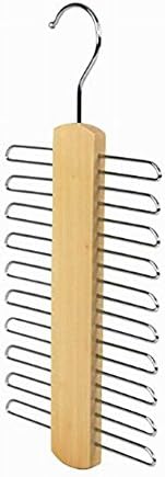 MOMEY Vertical Tie and Belt Hanger, Wooden 20 Bar Tie Rack Hanger,Tie Rack for Wardrobe, Made of Metal, Belt Holder Chrome