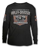 Harley-Davidson Men's Meridian Distressed Premium Long Sleeve Shirt, Carbon Wash