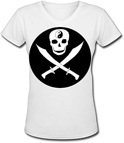 V Neck Woman's Kungfu Logo Graphic Design Colleges T Shirt