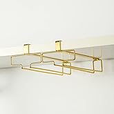 LINFIDITE Gold Under Cabinet Wine Glass Holder, 2 Pack, Space Saving, Easy Installation, Anti-Skid, Compact Design, Sturdy Ma