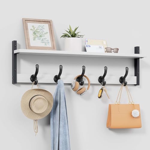 Tatub 73,7 cm Garderobenleiste Wandhalterung mit Ablage, Eingangswandhaken mit Ablage, Kleiderbügel für Badezimmer, Wohnzimmer, Schlafzimmer, rustikal
