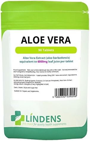 Lindens Aloe Vera Juice 6000mg 2-Pack 180 Tablets Super Strength Supplement