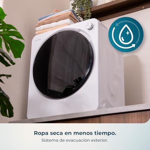Mini Secadora de Evacuación 2,5Kg Bolero DressCode Dry 3150V. 950W, 6 Programas, Programa ECO, Control Knob Intuitivo, Secado Rápido y Eficiente, Ideal Espacios Pequeños, Blanco