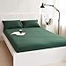 MisDress Jersey Knit Cotton Fitted Sheet Queen Size Dark Green Fitted Sheet Set 3 Pieces, 15